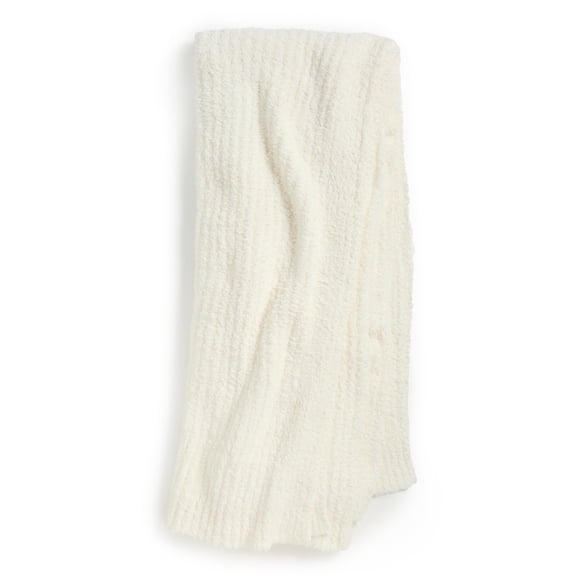 Manta Barefoot Dreams CozyChic de color blanco acanalado