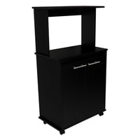 Fmfurniture - Mueble Microondas Con Ruedas 2 Puertas Fm-004N Negro