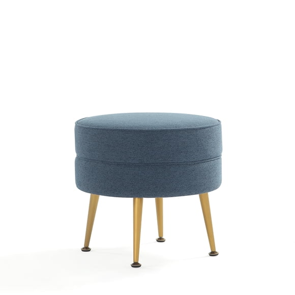 Ottoman Manhattan Comfort Bailey redondo azul con patas doradas