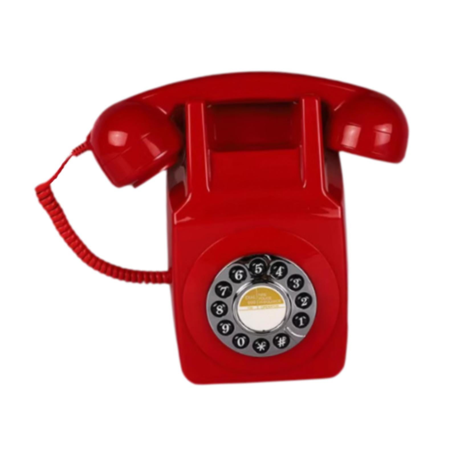 Bothyi - Teléfono Fijo Retro De Pared, Tipo Antiguo, Teléfono Comercial Con Cable, Color Rojo