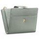 thumbnail image 1 of Monedero de mujer pequeño cuero bloqueo cremallera bolsillo cartera cartera cartera con ventana de identificación (verde grisáceo, solo hay una cartera), 1 of 3