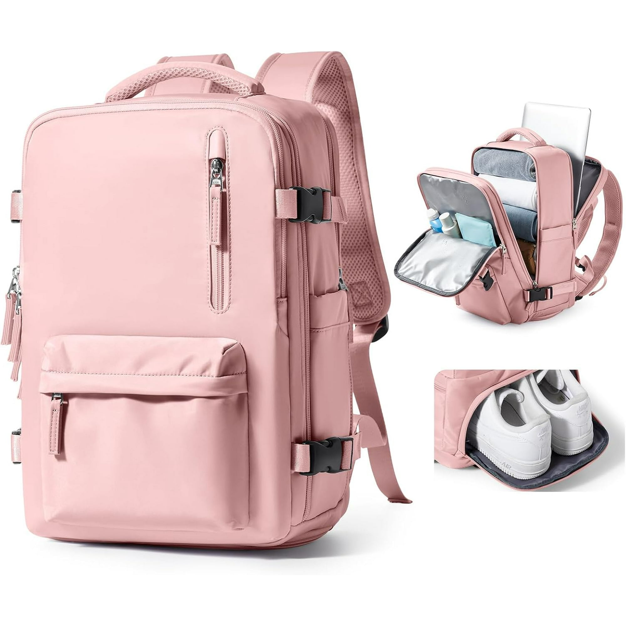 Genérica - Mochila De Viaje Cabina Avión Impermeable 40lt Zapatos Usb, Rosa, Puede Separar Zonas Húmedas Y Secas, Con Compartimento Independiente Para Zapatos.