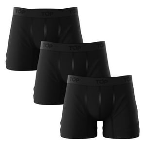 Top - Pack 3 Boxer Negros Medio Algodón