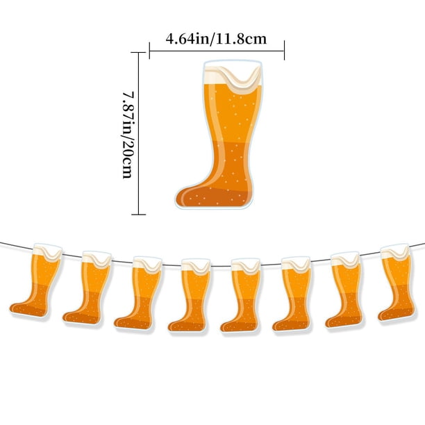 Set, Beer Festival Party Decoration, Bar Decoration Banner Pull Flag Beer Mug Pull Flower Cake Topper Card