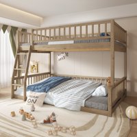 M&Ms - Full Xl Over Queen Bunk Bed With Ladder And Guardrails, Walnut