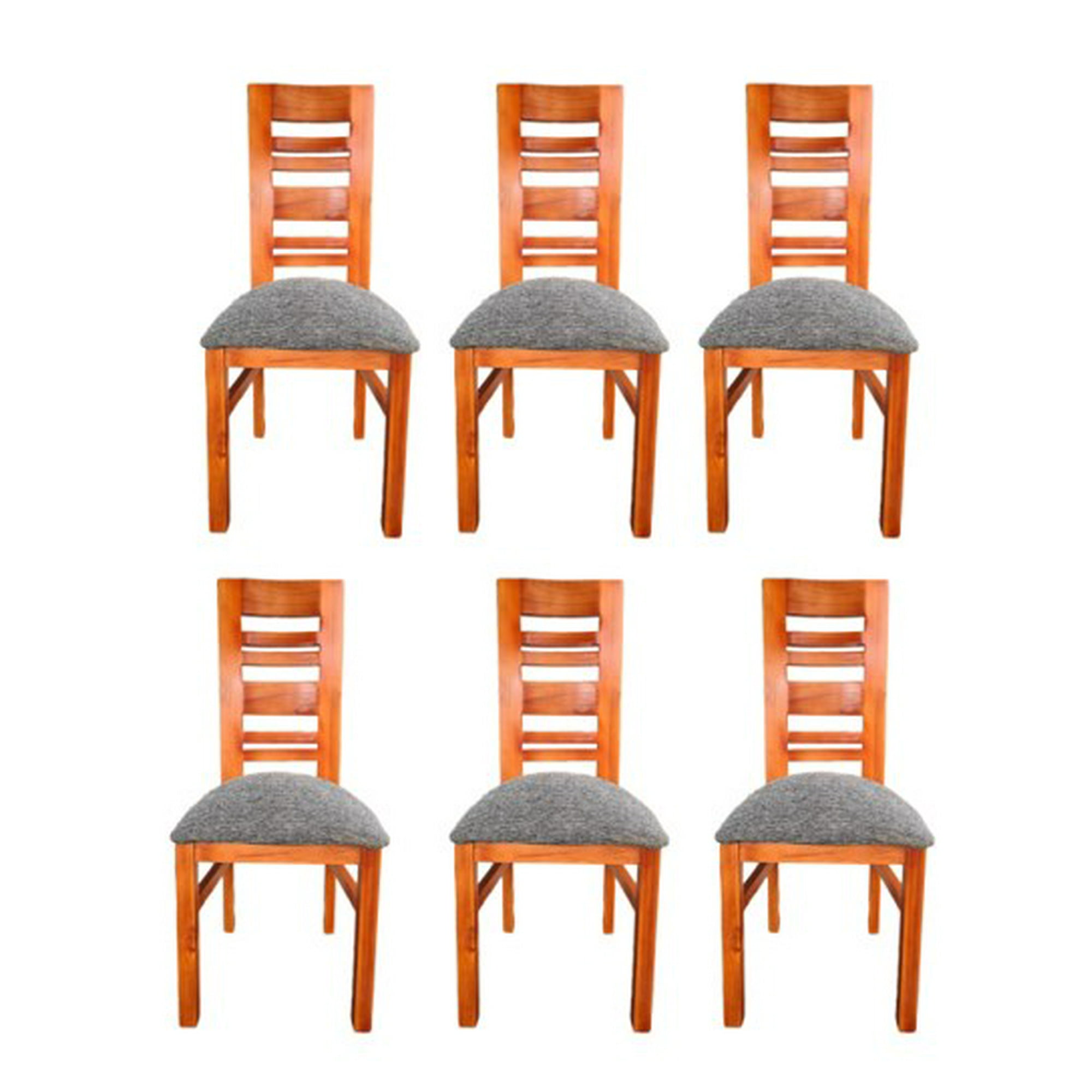 Koliat - Pack 6 Sillas Florencia Caramelo Tapiz Gris