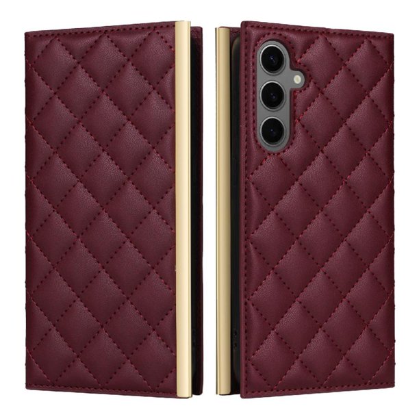 Funda Tipo Cartera Acolchada con Correa para Samsung Galaxy S24 PlusRojo
