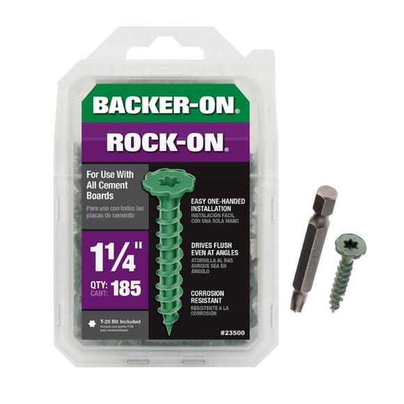 Tornillos para placas de cemento Backer-On Rock-On, número 9 x 3,2 cm, 185 unidades