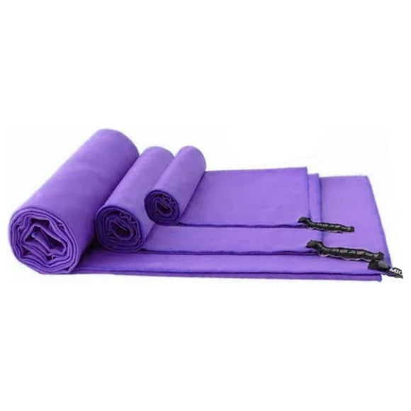 Set 3 Toallas Baño Viaje Microfibra Secado Rápido Violeta