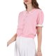 thumbnail image 1 of INSPIRE CHIC Blusa Vintage de Punto con Cuello de Solapa y Mangas Abullonadas con Volantes para Mujer XL Rosa, 1 of 5