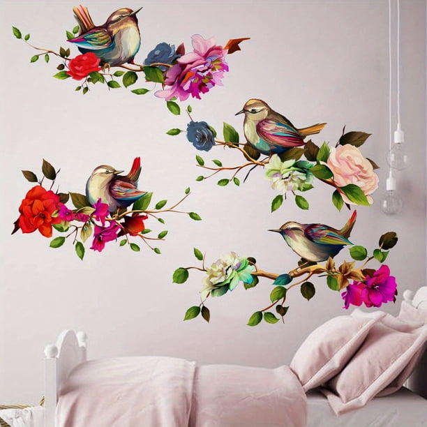 1pcs Four Peacocks Happy Eyebrows Decorative Wall Stickers, Self-adhesive Removable PVC Stickers For Living Room Bedroom Decoration Stickers