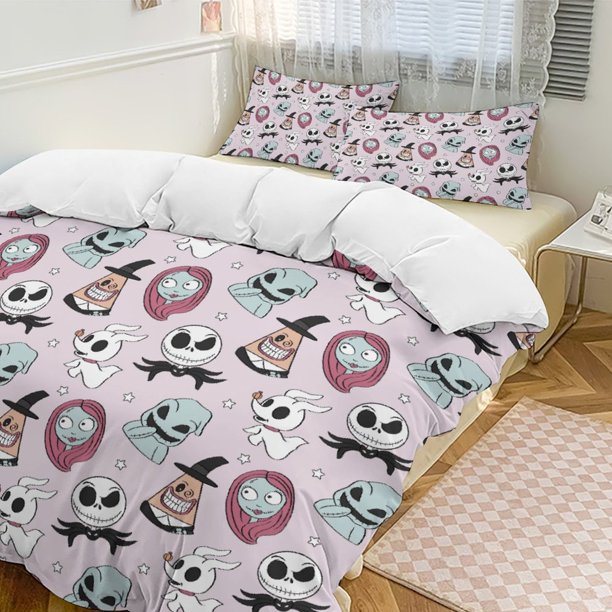 Cute The Nightmare Before Christmas Comforter Set Soft 3 Pcs Twin Bedding Sets Thicken for All Season