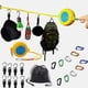 thumbnail image 1 of Correa de almacenamiento para camping, tendedero con pinzas, cuerda para acampar al aire libre con 10 mosquetones y 8 pinzas para colgar equipo de camping y accesorios de tienda., 1 of 7