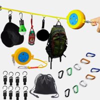 Xinqihang - Correa De Almacenamiento Para Camping, Tendedero Con Pinzas, Cuerda Para Acampar Al Aire Libre Con 10 Mosquetones Y 8 Pinzas Para Colgar Equipo De Camping Y Accesorios De Tienda.