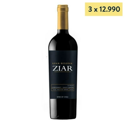 Vino Tinto Ensamblaje Syrah-Cabernet Sauvignon Gran Reserva 13.5° Botella 750 Ml Ziar