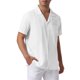 thumbnail image 4 of INSPIRE CHIC Camisas de Lino para Hombre Cuello Campamento Manga Corta Botón Abajo Camisas de Playa de Verano XL Blanco, 4 of 6