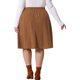 thumbnail image 4 of Agnes Orinda Falda Midi de Pana Talla Grande para Mujeres con Cintura Alta Elástica y Botones al Frente, Falda Línea A con Bolsillos 1X Marrón Oscuro, 4 of 8