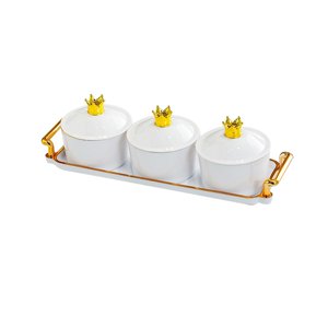 Bothyi - Plato Para Servir Refrigerios De Frutas Secas, 3 Platos Divididos En Rejilla Para Fiesta En Casa, Color Blanco