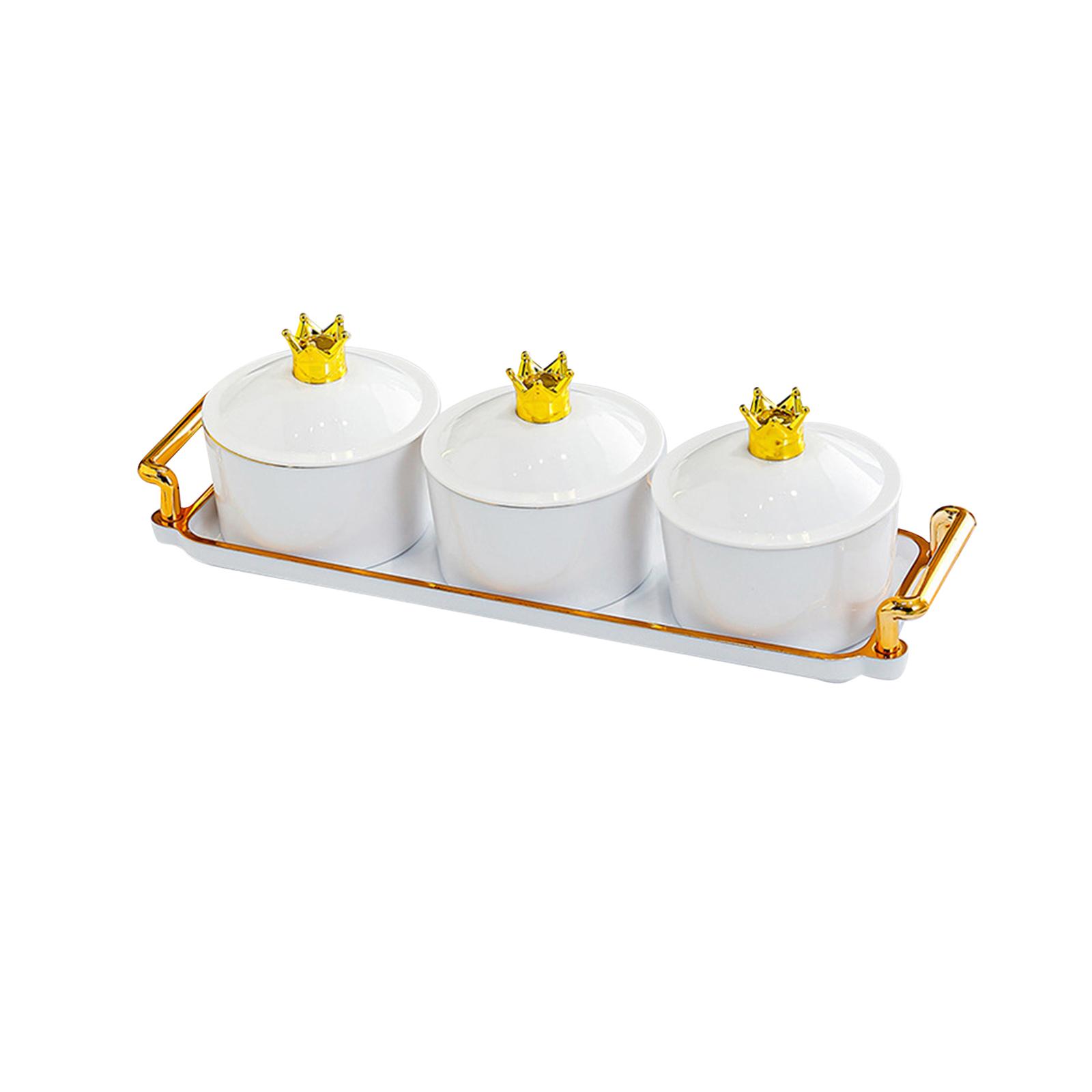 Bothyi - Plato Para Servir Refrigerios De Frutas Secas, 3 Platos Divididos En Rejilla Para Fiesta En Casa, Color Blanco