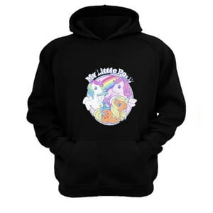 Genérico - Polerón Canguro Mi Pequeño Pony Negro Talla M Unisex