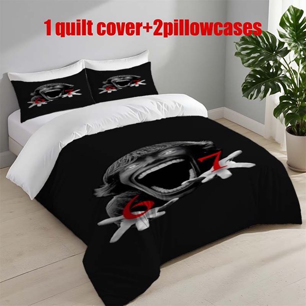 3pcs Horror Museum Screaming Face Themed Printed Bedding Set Duvet Cover and Pillowcases