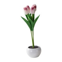 Magideal - Bonitos Tulipanes, Flores Artificiales Con Lámpara Led, Artesanía, Brillo Duradero Para Dormitorio, Cabecera, Hogar, Cumpleaños, Decoración De Violeta