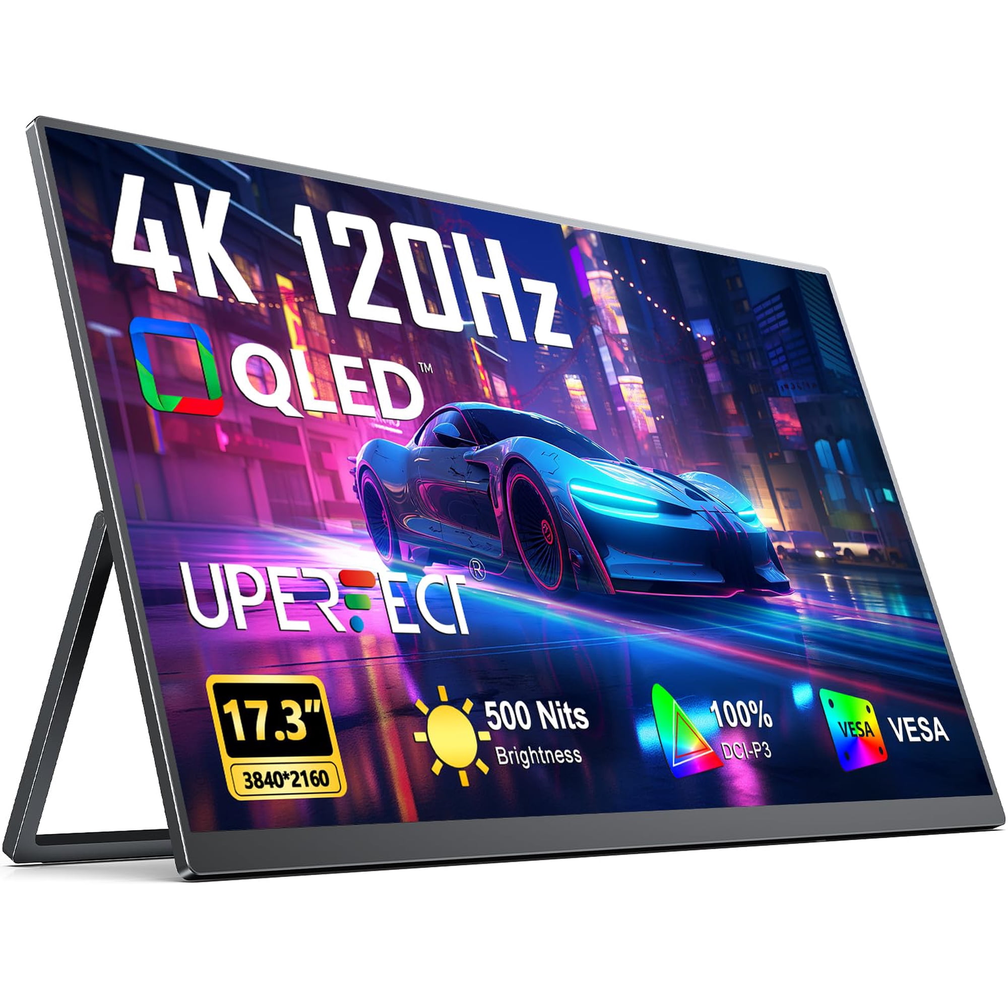 Monitor Portátil Uperfect 17,3 Pulgadas 4k 120 Hz Qled 500 Nits Usb-c Hdmi