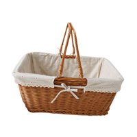 Magideal - Cesta De Picnic De Ratán Sintético, Cesta De Almacenamiento, Cesta Decorativa Tejida Con Asa, Cesta De Picnic Ligera, Cesta De Frutas Para , Style E Estilo E