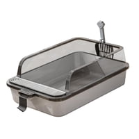 Magideal - Caja De Arena Para Gato Arenero Para Gatos Bandeja Sanitaria Para Gatos Recipiente Sanitario De Material Pp Fácil De Limpiar Adecuado Para Mascotas Pe Gris