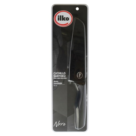 ILKO CUCHILLO SANTOKU 18 CM ACERO INOX NERO