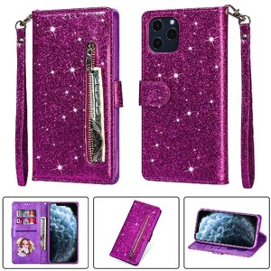 Funda Para Foxdock Elegante Funda Iphone 12 Pro Max Glitter Con Cremallera-Ideal Para El Uso Diario