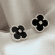 thumbnail image 2 of Aros Trebol Negros Plata 925 Tendencia Hombre Mujer, 2 of 3
