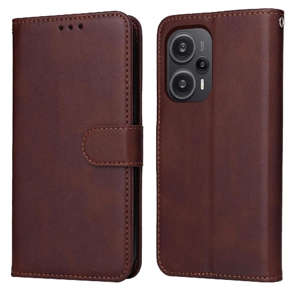 Funda Billetera para Xiaomi Poco F5 con Porta Tarjetas y Soporte Ajustable Marrón