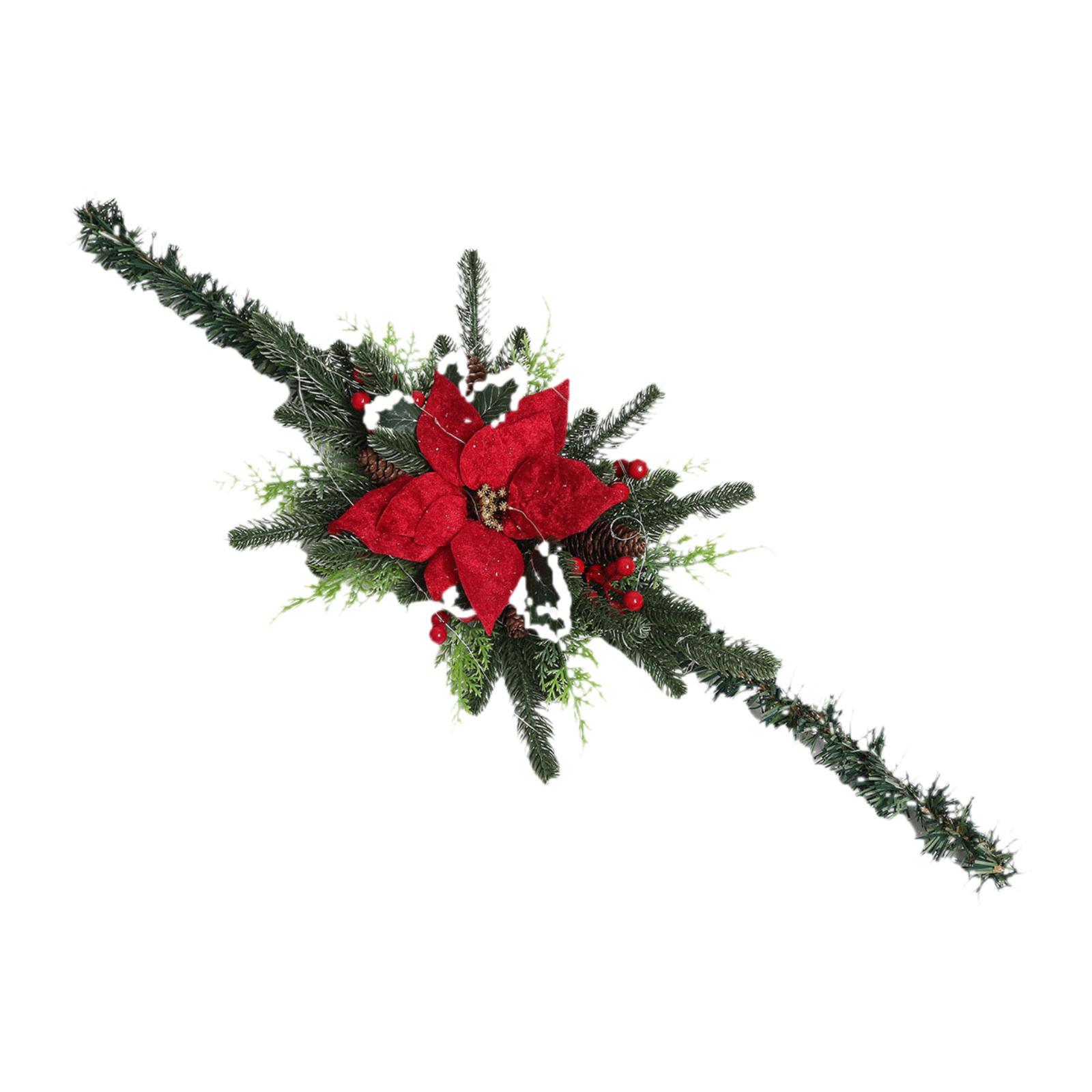 Magideal - Adorno De Decoración Para Buzón De Navidad, Corona Navideña, Regalos Decorativos Con Lazo, Corona Artificial Para Suministros De Fiesta Para El Hogar Flor Roja