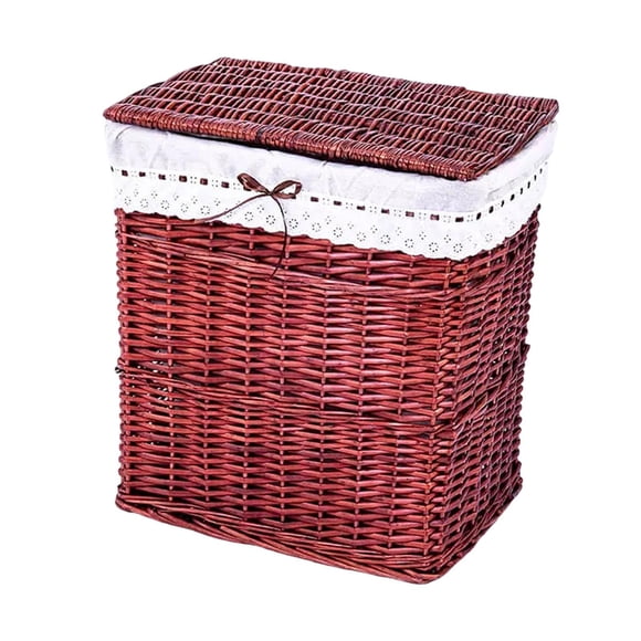 Ropa de cestería de lavandería cesta de canasta de lavandería con bolsa de revestimiento canasta de ratán tejido para la sala de estar para la guarder Rojo Marrón