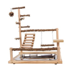 Ioensy - Puesto De Juegos De Perca Para Loros, Parque Infantil De Madera Para Pájaros, Cacatúas, Agapornis