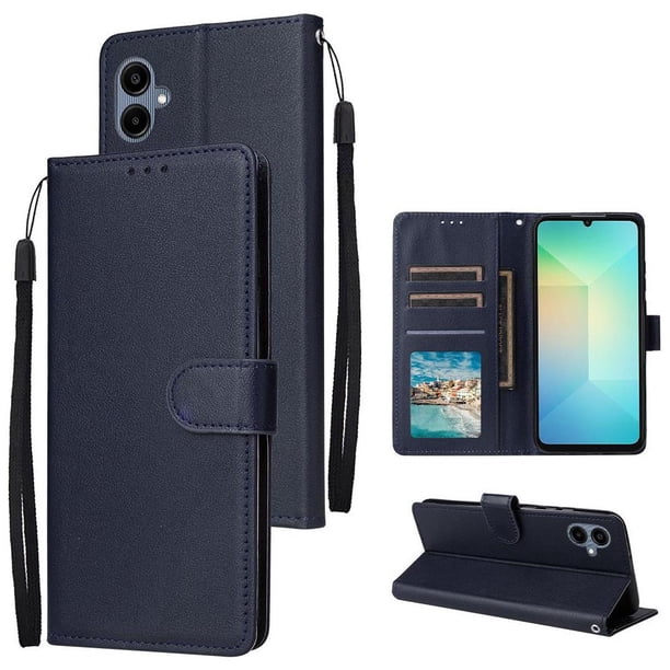 Funda Cartera para Samsung Galaxy A06 5G con Tarjetero, Soporte y Cordón - Protección Azul