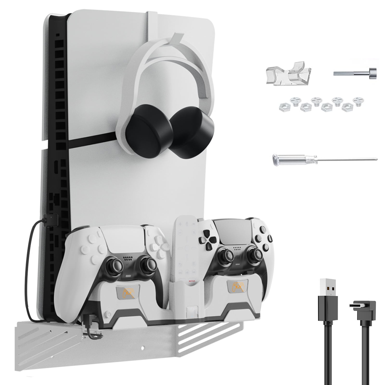 Genérico - Soporte De Pared Con Estación De Carga Compatible Con Ps5 Y Ps5 Slim, Cargador De Pared De Carga Rápida Para Controladores Dualsense Y Edge
