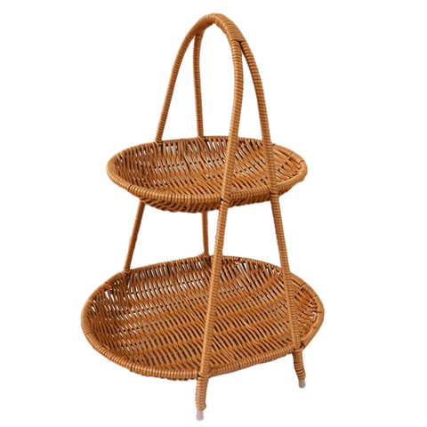 Magideal - Bandeja De Refrigerios Para Cesta De Frutas, Soporte Para Cosméticos, Joyas, Baratijas, Almacenamiento De Alimentos, Plato De Frutas Para Celebracione 2 Niveles