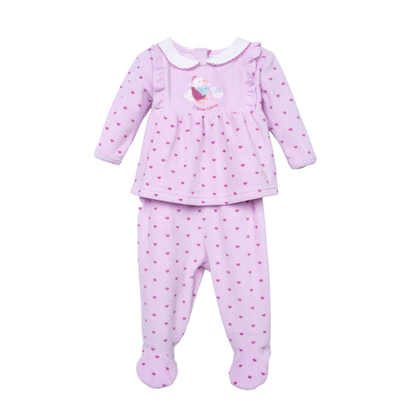 Pillin - Conjunto Plush Recién Nacido Niña Corazones Malva