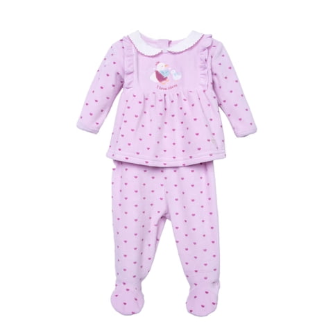 Pillin - Conjunto Plush Recién Nacido Niña Corazones Malva