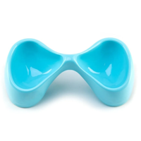 Genérico - Plato Doble De Plástico Para Mascotas Azul