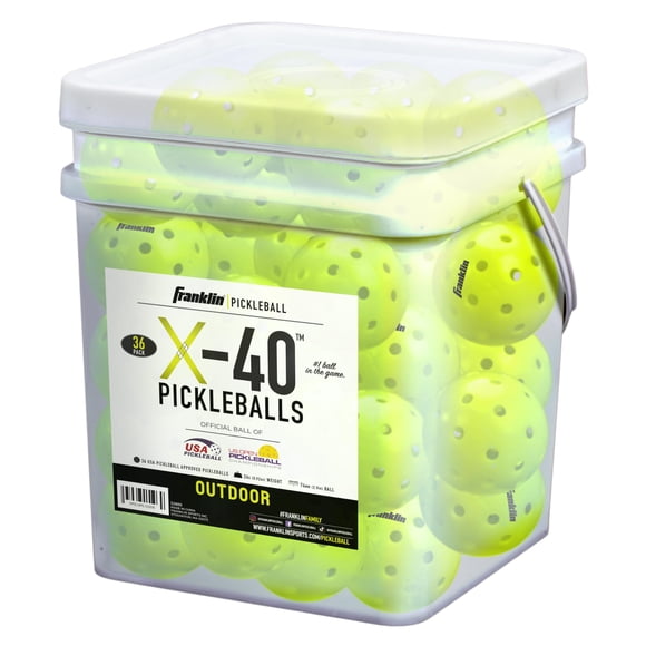 Pickleballs Franklin Sports X-40 Yellow Outdoor, paquete de 36 unidades