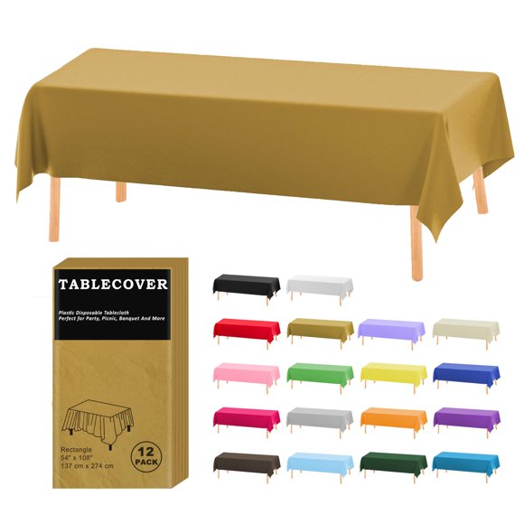Paquete de 12 manteles desechables D&Z 137 cm × 274 cm Dorado