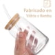 thumbnail image 4 of Pack 10 Vasos Lata de Vidrio con Tapa de Bambú y Bombilla 550ml, 4 of 8