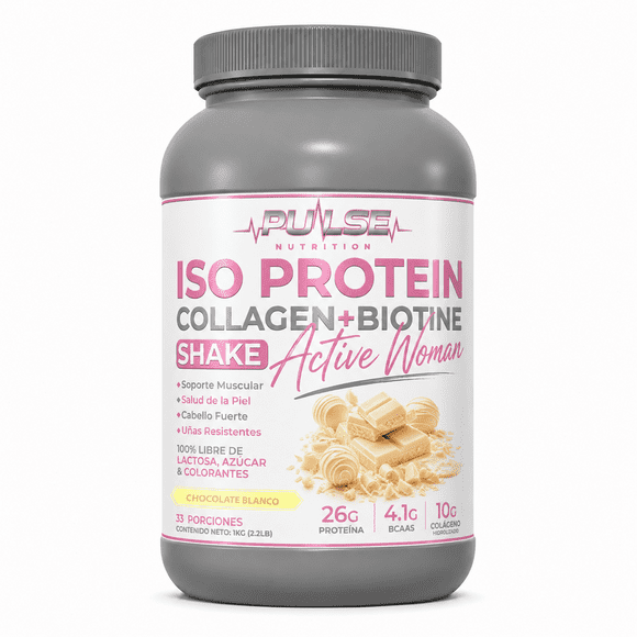 PROTEINA ISO SHAKE COLLAGEN + BIOTINA 2.2LB CHOCOLATE BLANCO- PULSE NUTRITION
