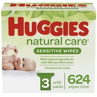 Toallitas Para Bebés Huggies Natural Care Sensitive, Sin Perfume, 624 Toallitas