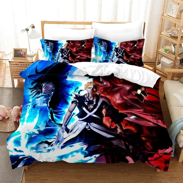 Anime Bleach Kurosaki Ichigo Bedding Set Boys Girls Duvet Cover Pillowcase Bed Kids Adult Home Textileextile