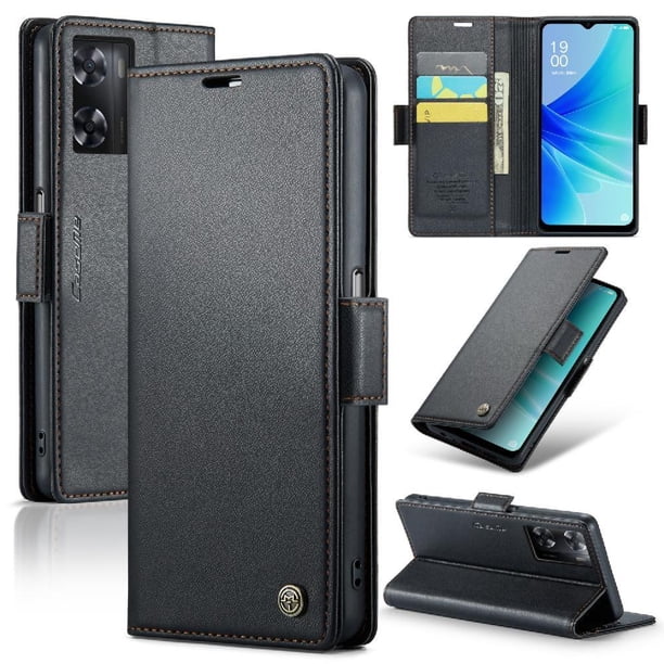 CaseMe tipo cartera OPPO A57 4G 2022 con cierre magnético, RFID, tarjetero, soporte, carga inalámbrica
