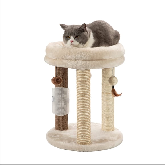 Cat Tree MECOOL 4 en 1 con rascador, cama, juguetes y cepillo